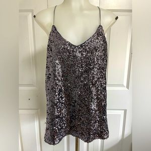 Express Sequence Cami - Size M - Dark Silver